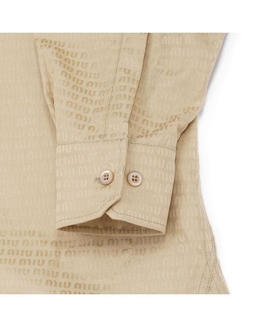 Miu Miu Natural Long-Sleeved Shirt Dress