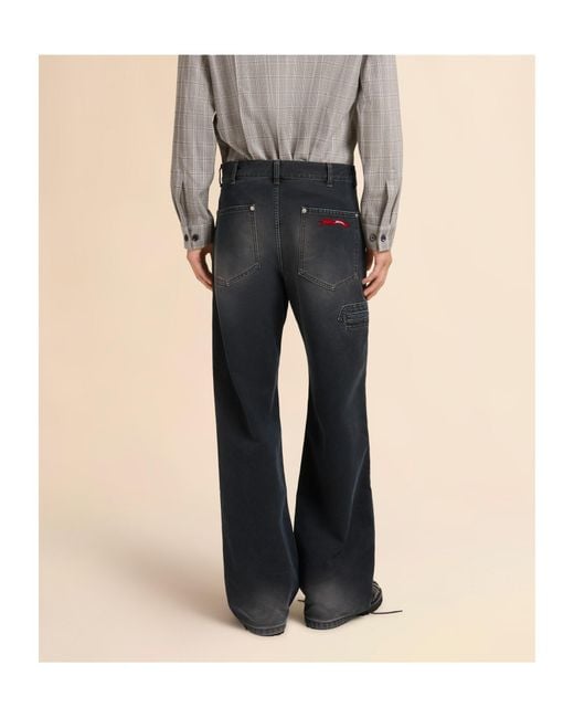 Marni Gray Flag Patch Trousers for men