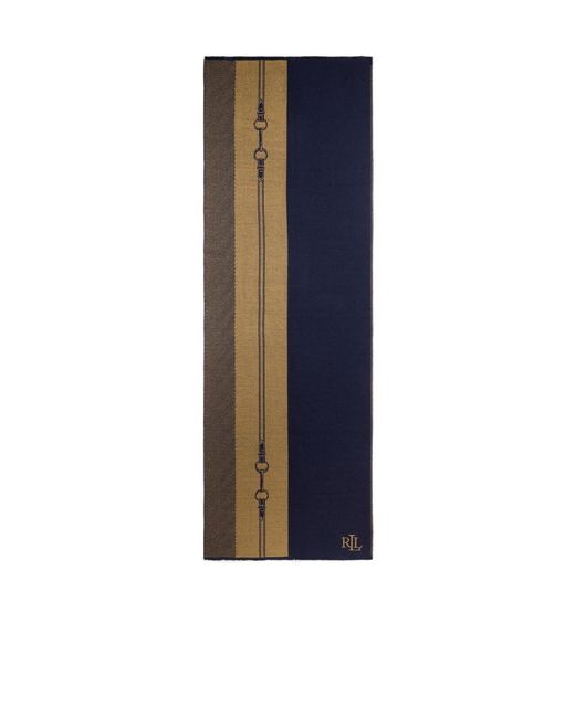 Ralph Lauren Blue Vertical Stripe Jacquard Long Scarf