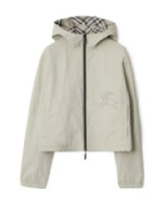 Burberry Gray Checked Hooded Zip-Up Reversible Jacket