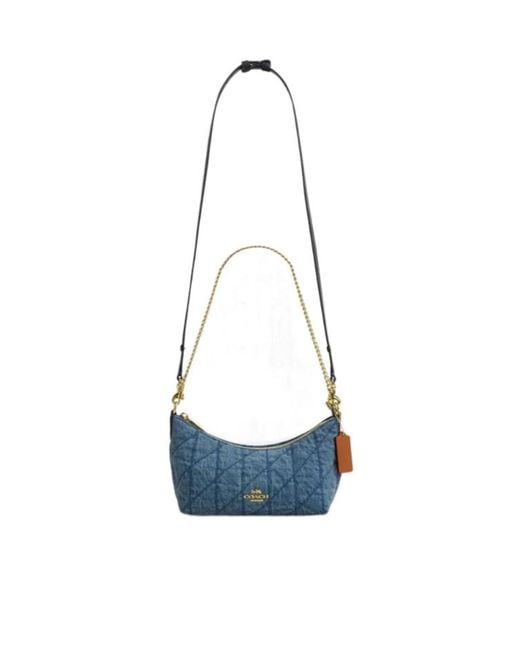 COACH Blue Caitlin Shoulder Bag With Quilting