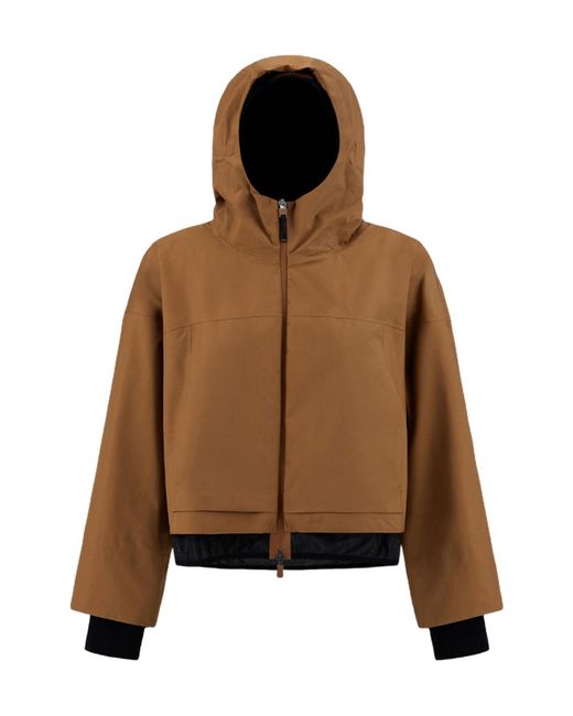Herno Brown Zip-Up Hooded Jacket