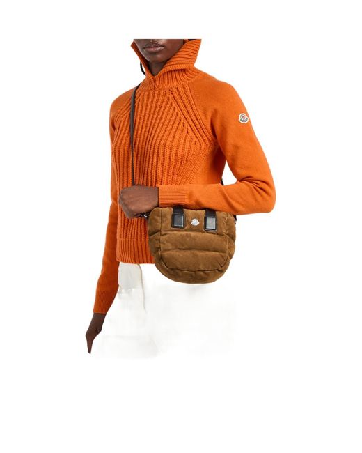 Moncler Brown Suede Crossbody Bag