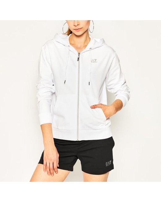 EA7 White Logo And Hat Casual Jacket