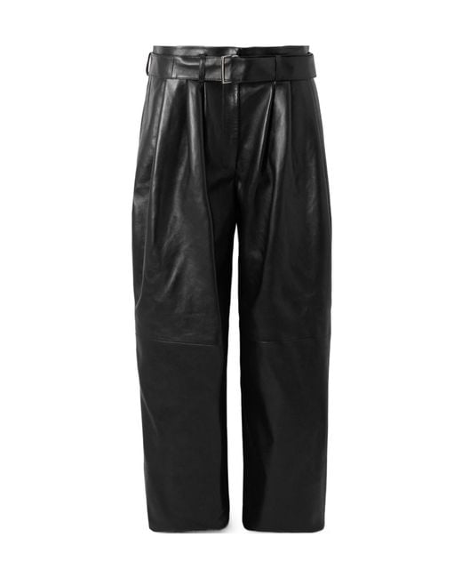 Magda Butrym Black Lace-Up Leather Casual Pants