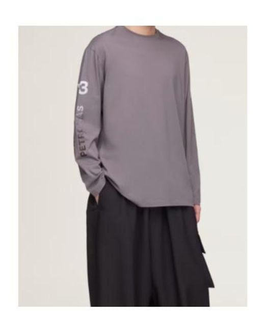 Y-3 Gray Mercedes Chaos Logo Long Sleeve T-Shirt for men