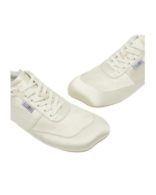 MM6 by Maison Margiela White Logo Patch Lace-Up Sneakers