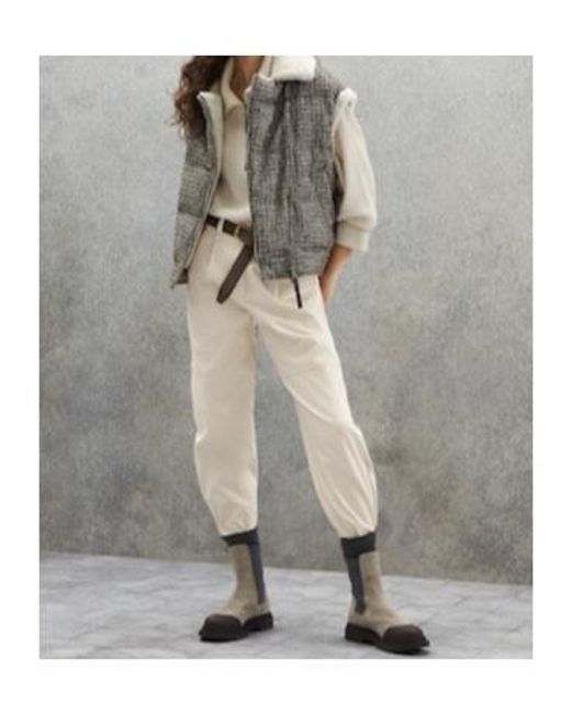 Brunello Cucinelli Natural High Waist Tapered Leg Trousers