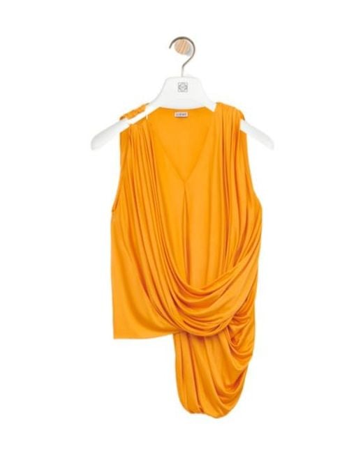 Loewe Orange Draped Sleeveless Top