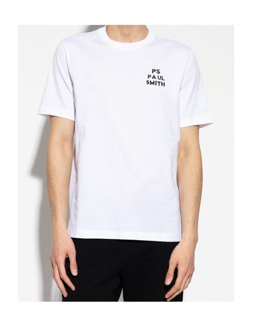 Paul Smith White Ps Paul Smith Logo Print T-Shirt for men