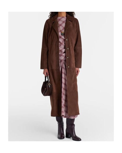 Rixo Brown Single-Breasted Long-Sleeve Coat
