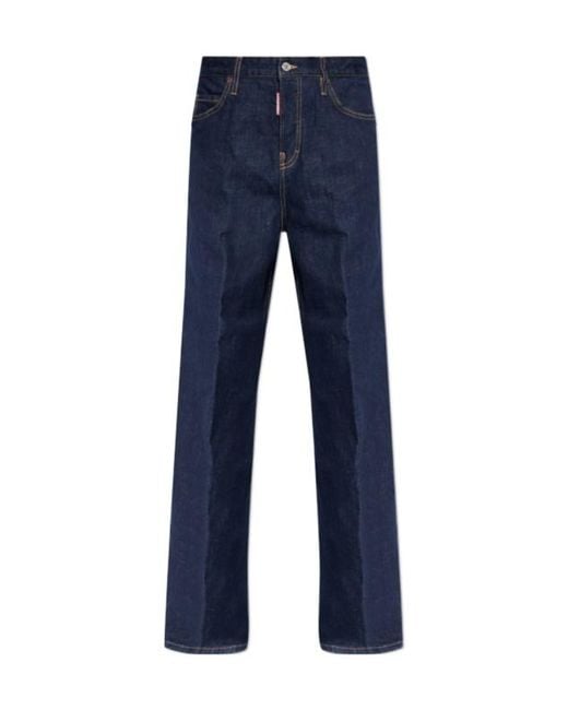 DSquared² Blue Baggy Logo-Patch Jeans