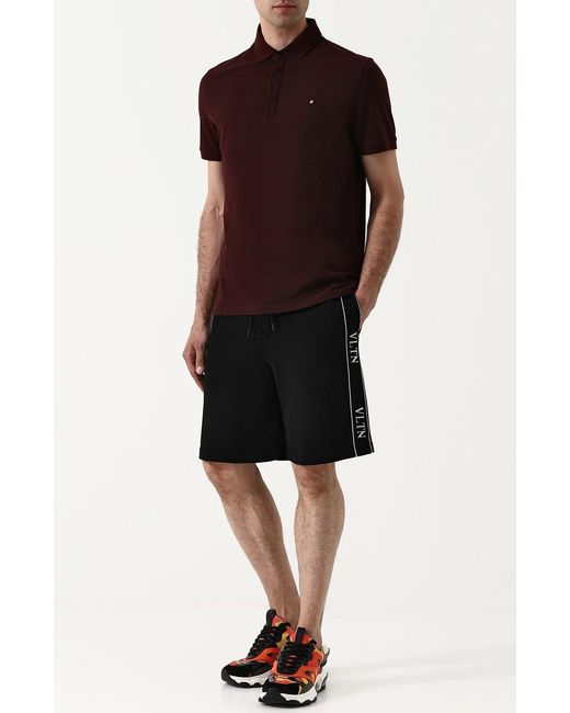 Valentino Black Vltn Side Striped Sports Shorts for men