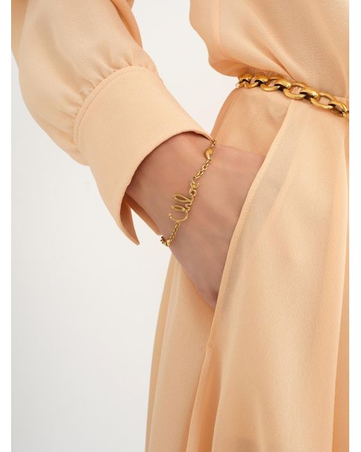 Chloé Metallic Chloé Logo Chain Bracelet
