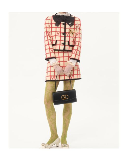 Valentino Red Grid Patterned Button-Up Jacket