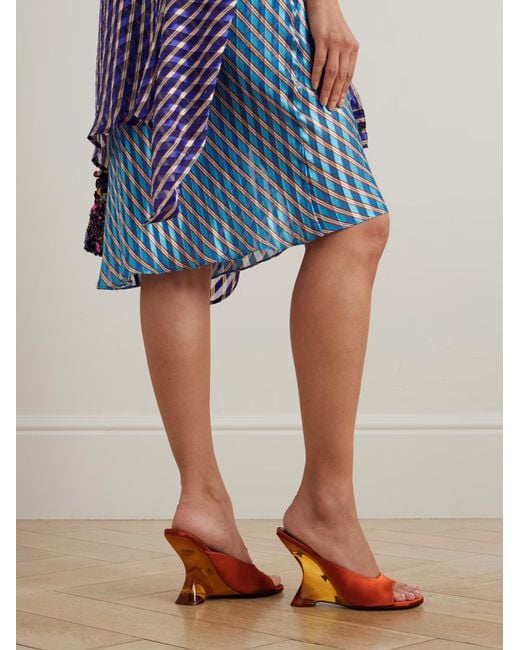 Dries Van Noten Orange Sculpted Heel Mules