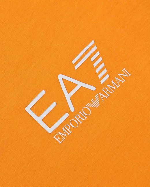 EA7 Orange Logo T-Shirt With Round Neck for men