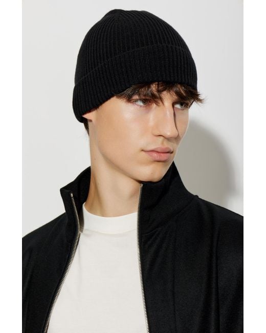 Kiton Black Ribbed Hat for men
