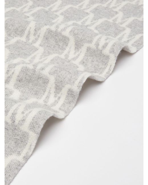 Max Mara Gray Orli Monogram Knit Scarf