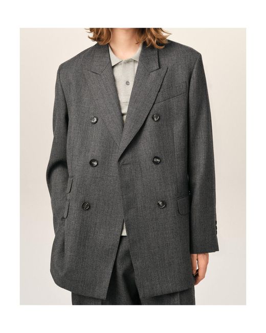 AMI Black Double Breasted Wool Blazer for men