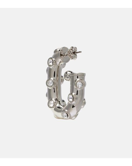Rabanne White Crystal-Embellished Hoop Earrings