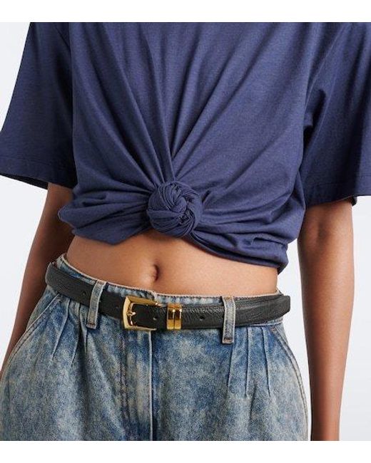 Magda Butrym Blue Cropped Cotton-Blend T-Shirt