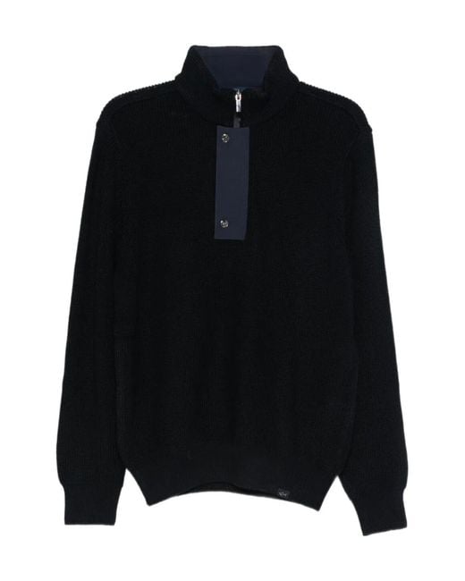 Paul & Shark Black Half-Zip Sweater for men