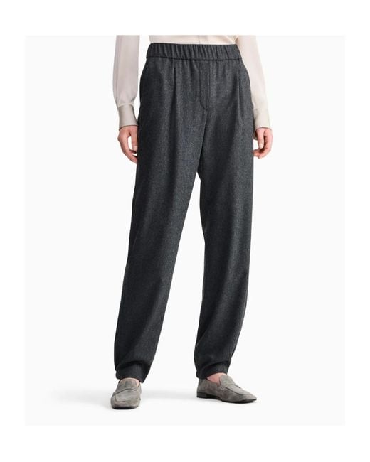 Giorgio Armani Gray Elastic-Waist Casual Trousers