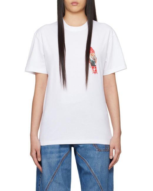 J.W. Anderson White Jw Anderson Gnome-Printed Crewneck T-Shirt for men