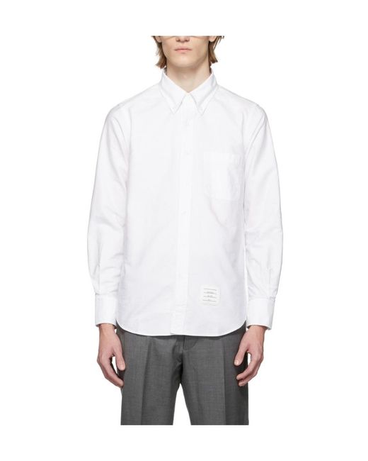 Thom Browne White Logo Patch Shirt for men