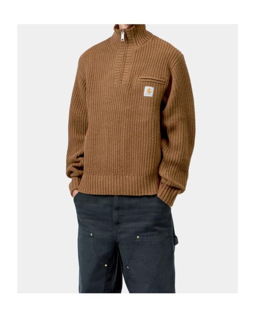 Carhartt Brown Detroit Half Zip Sweater for men
