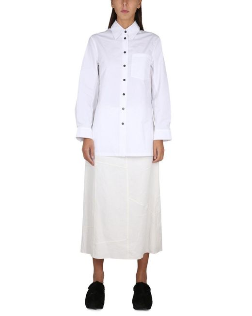 Jil Sander White High-Waist Flared Midi Skirt