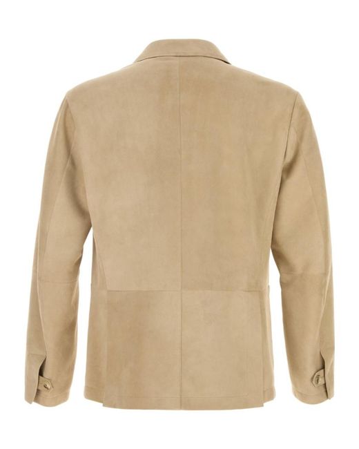 Canali Natural Double-Breasted Suede Blazer for men
