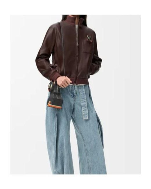 Loewe Brown Cropped Nappa Leather Jacket