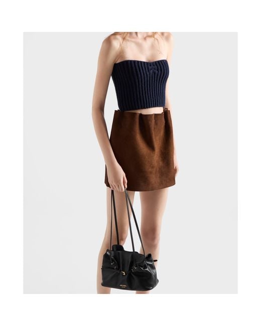 Prada Brown Elasticated-Waistband Mini Skirt