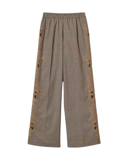 Twinset Gray Houndstooth Casual Trousers