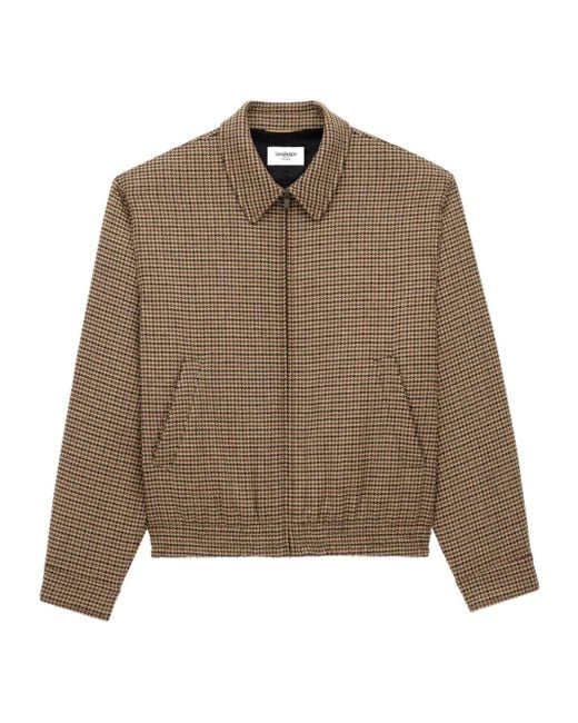 Saint Laurent Brown Zip-Up Short Padded Jacket