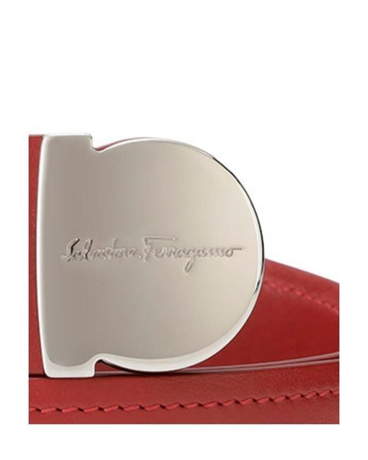 Ferragamo Red Logo Buckle Belt
