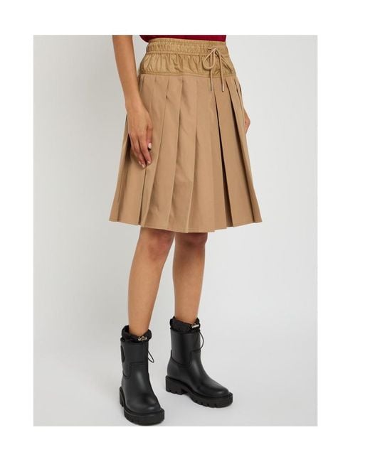 Moncler Natural Pleated Woven Mini Skirt