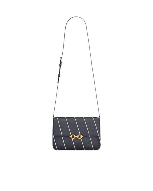Saint Laurent White Le Maillon Striped Satchel Bag