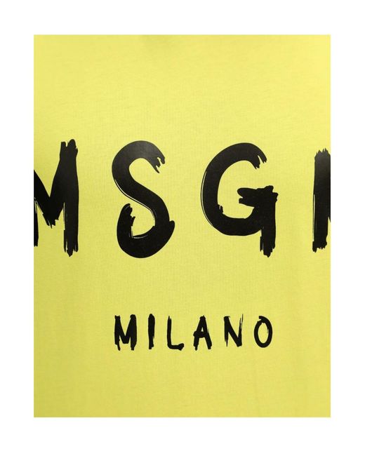 MSGM Yellow Logo-Detail T-Shirt for men