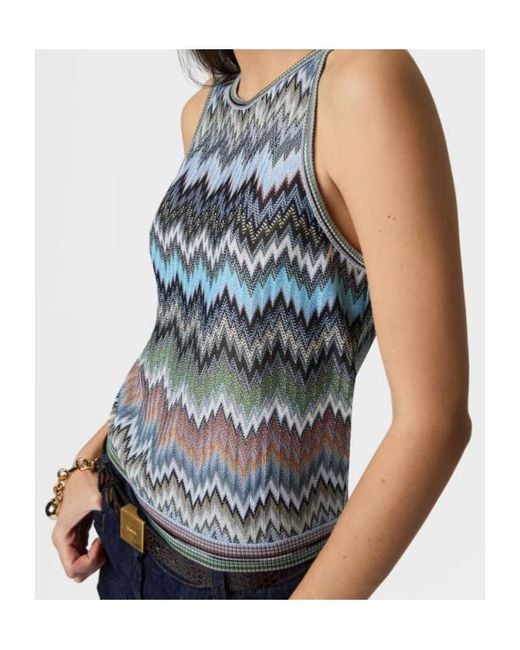Missoni Blue Round-Neck Knitwear