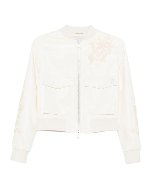 ERMANNO FIRENZE White Embroidered Bomber Jacket