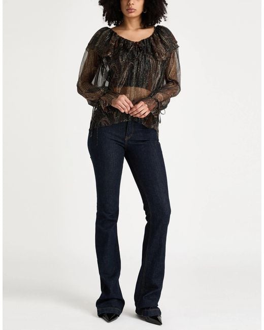 Saint Laurent Black Printed Sheer Blouse