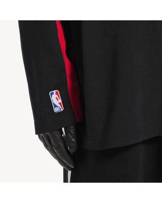 Balenciaga Black Nba Collaboration Oversized Long Sleeve T-Shirt for men