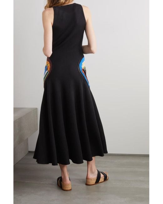Gabriela Hearst Black Alia Crocheted Trim Maxi Dress