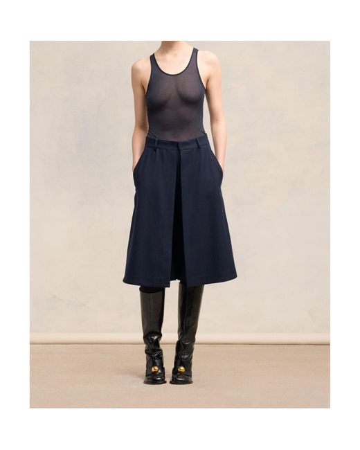 AMI Blue Paneled Knee-Length Shorts