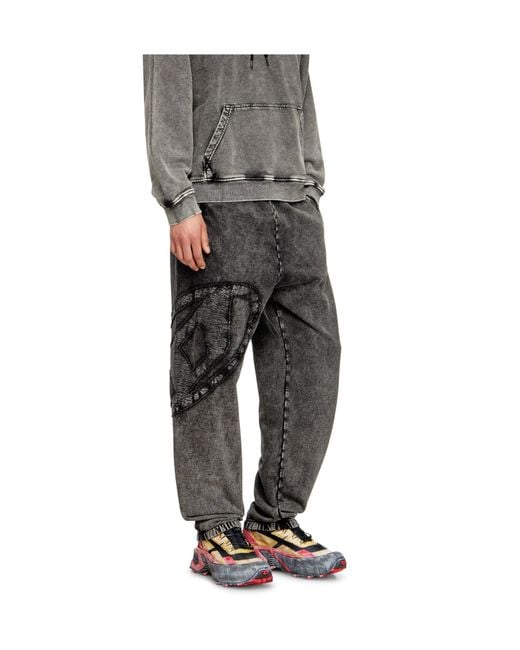 DIESEL Gray P-Marky-Den Oval D Patch Sweatpants for men