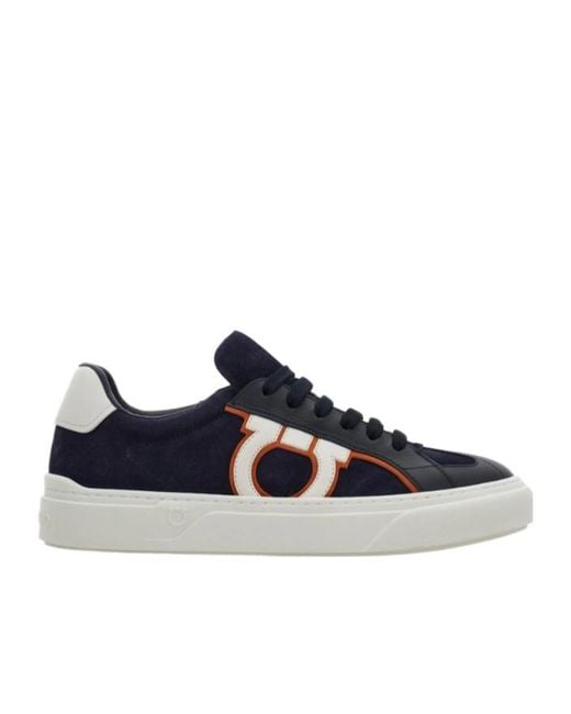 Ferragamo Blue Gancini Sneaker for men