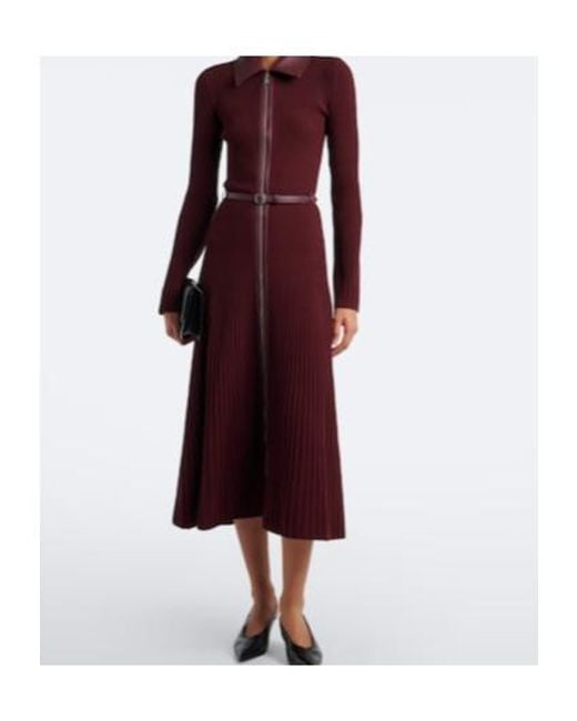 Jonathan Simkhai Purple Ismelle Belted Ribbed-Knit Shirt Dress